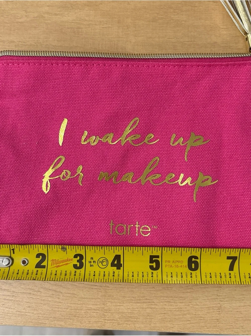 tarte Hot Pink Canvas Makeup Pouch with Gold Script